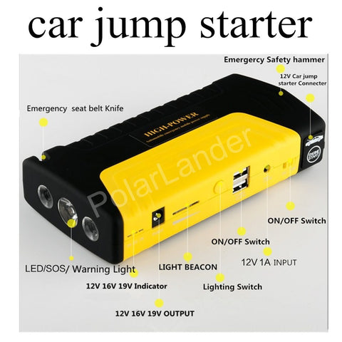 0000 Portable Car Jump Starter Power Bank with 2 USB