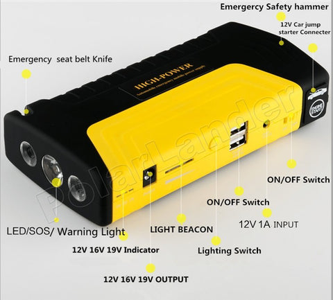 0000 Portable Car Jump Starter Power Bank with 2 USB