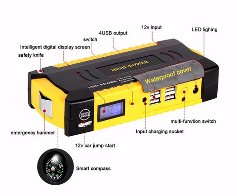 600A Peak Current Portable Car Jump Starter Charger Power Bank