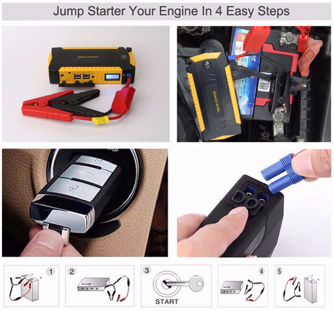 600A Peak Current Portable Car Jump Starter Charger Power Bank