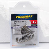 20pcs Proberos Brand Fishing Hook 6#-6/0# Fish Hook BAITHOLDER Black Color
