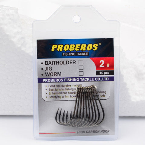 20pcs Proberos Brand Fishing Hook 6#-6/0# Fish Hook BAITHOLDER Black Color