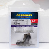 20pcs Proberos Brand Fishing Hook 6#-6/0# Fish Hook BAITHOLDER Black Color