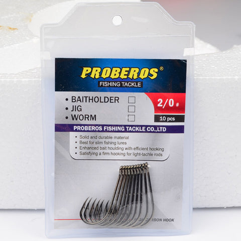 20pcs Proberos Brand Fishing Hook 6#-6/0# Fish Hook BAITHOLDER Black Color