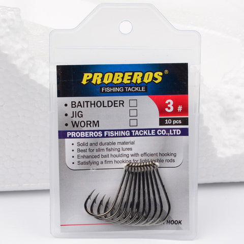 20pcs Proberos Brand Fishing Hook 6#-6/0# Fish Hook BAITHOLDER Black Color