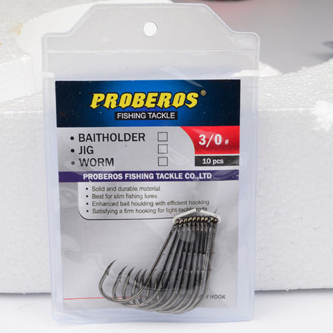 20pcs Proberos Brand Fishing Hook 6#-6/0# Fish Hook BAITHOLDER Black Color