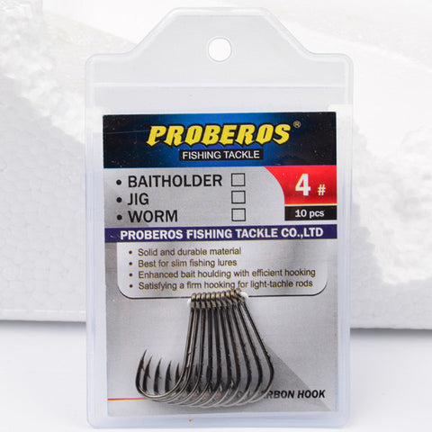 20pcs Proberos Brand Fishing Hook 6#-6/0# Fish Hook BAITHOLDER Black Color