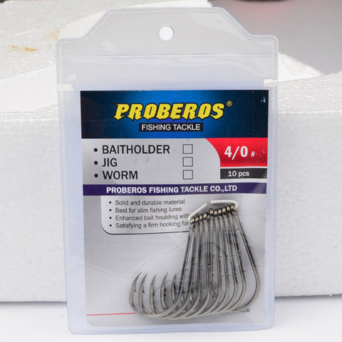 20pcs Proberos Brand Fishing Hook 6#-6/0# Fish Hook BAITHOLDER Black Color