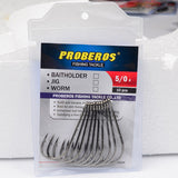 20pcs Proberos Brand Fishing Hook 6#-6/0# Fish Hook BAITHOLDER Black Color