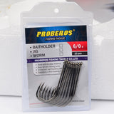 20pcs Proberos Brand Fishing Hook 6#-6/0# Fish Hook BAITHOLDER Black Color