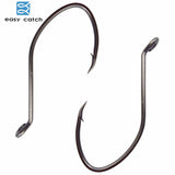 50pcs 8832 High Carbon Steel Fishing Hooks Black Offset Wide Gap Size 1 4 6 8 10 1/0 2/0 4/0