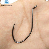 50pcs 8832 High Carbon Steel Fishing Hooks Black Offset Wide Gap Size 1 4 6 8 10 1/0 2/0 4/0