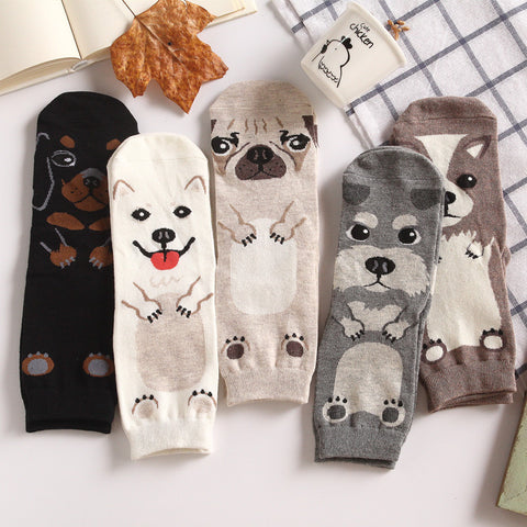 Animal Dogs Footprints Striped Cartoon Socks