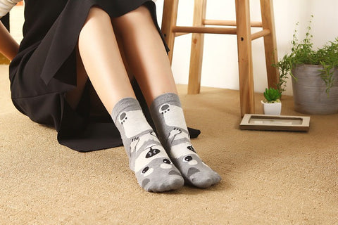 Animal Dogs Footprints Striped Cartoon Socks