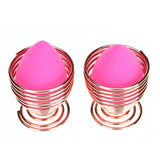 Rose Gold Makeup Puff Holder Display With Makeup Foundation Sponges Blender