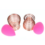 Rose Gold Makeup Puff Holder Display With Makeup Foundation Sponges Blender