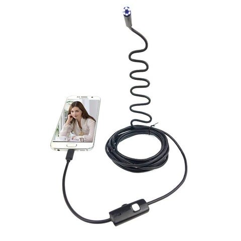 HD 7mm Lens Hard Cable Android Endoscope Camera 6LED Waterproof USB Endoscope Camera Rigid Cable