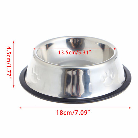 Stainless Steel Feeder Feeding Food Bowl Water Dish