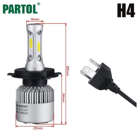 S2 H4 H7 H13 H11 H1 9005 9006 H3 9004 9007 9012 COB LED Headlight 72W 8000LM Car LED Headlights Bulb Fog Light 6500K 12V