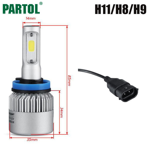 S2 H4 H7 H13 H11 H1 9005 9006 H3 9004 9007 9012 COB LED Headlight 72W 8000LM Car LED Headlights Bulb Fog Light 6500K 12V