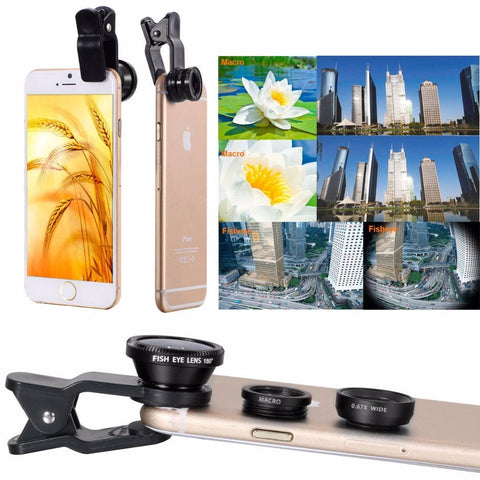 5in1 12X Zoom Camera Telephoto Lens Phone Telescope 3in1 Clip on Lens Kit Wide Angle Fish Eye Macro