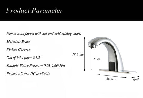 Hot & Cold Bathroom Automatic Touch Free Sensor Faucets