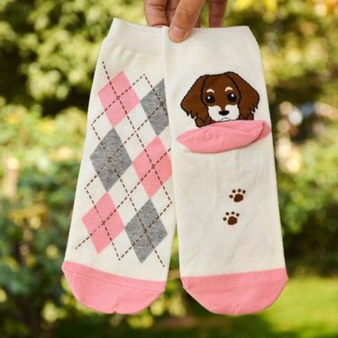 Animal Dogs Footprints Striped Cartoon Socks