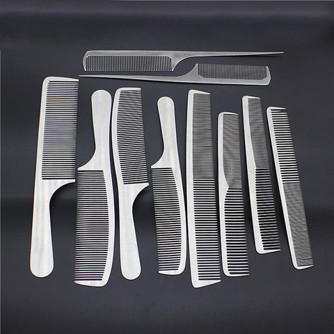 10Pcs Stainless Steel Professional Hair Comb Ultra-thin Anti-Static B Salon Hair Styling Hairdressing Barbers Brush Combs set