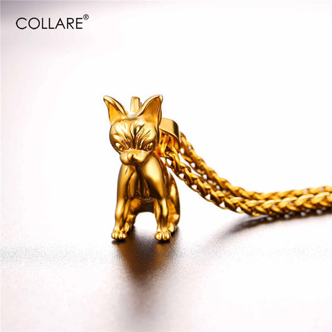 Chihuahuas Dog Pendant Gold/Black Color Animal Stainless Steel