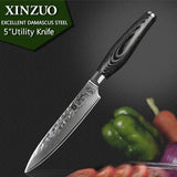 XINZUO 5" inch utility knife stainless steel fruit/peeling knife 73 layer Damascus