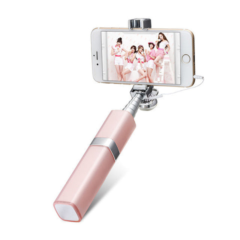 Universal Mini Monopod with Bluetooth Remote Shutter Girly Lipstick Design Selfie Stick