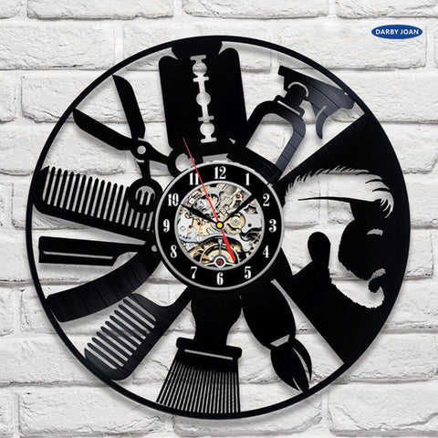 Barber Hair Vinyl Record wall Clock Quartz Clock