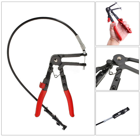 Flexible Wire Long Reach Hose Clamp Plier Car Fuel Oil Water Pipe Repairing Tool