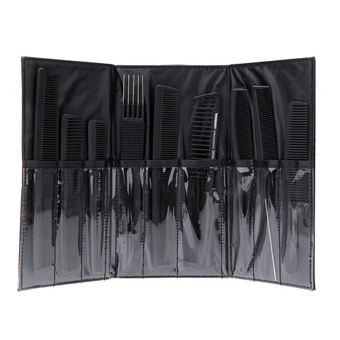 9pcs Professional Salon Hair Comb Set Barbers Cutting Combs Hair Brush Kit with Pouch Holder Case