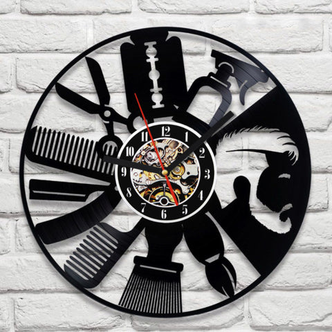 Hair Salon Vinyl Record Wall Clock Art Decor