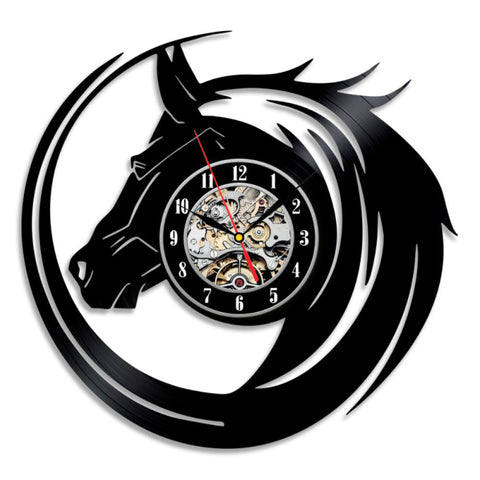 Horse Shaped Vinyl Record wall Clock Quartz Clock