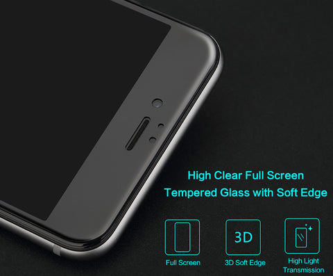 3D Full Screen Protector Tempered Glass For iPhone 7 6 6s plus, 3D Anti Blue Light Soft Edge Glass Film for iPhone 6 plus