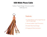 iPhone 5 6 7 Plus For Xiaomi Redmi4 Pro 3 Micro USB Charging Tassel Genuine Leather charger