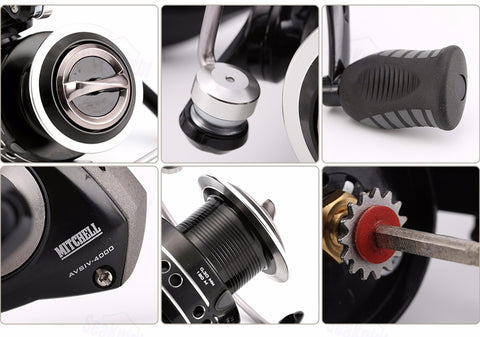 Mitchell AVOCET SILVER IV 1000 / 2000 / 4000 FD Spinning Fishing Reel 5+1BB Carp fishing Gear  Fishing reel