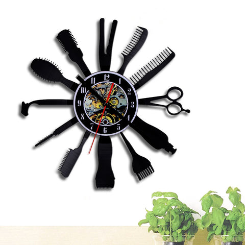 Barber Hair Beauty Salon Vinyl Wall Clock