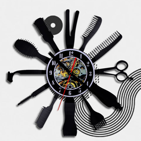 Barber Hair Beauty Salon Vinyl Wall Clock