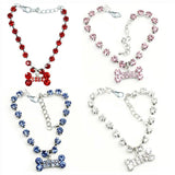 Crystal Rhinestone Necklace Bone Pattern Pendant Pet Puppy Collars Jeweled for dogs and cats