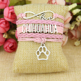 CHIHUAHUA bracelet dog pet paw charm leather bracelets