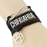 CHIHUAHUA bracelet dog pet paw charm leather bracelets