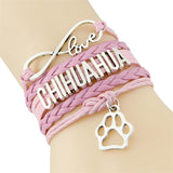 CHIHUAHUA bracelet dog pet paw charm leather bracelets