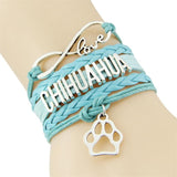 CHIHUAHUA bracelet dog pet paw charm leather bracelets