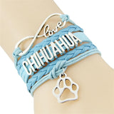 CHIHUAHUA bracelet dog pet paw charm leather bracelets