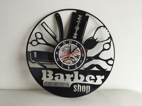 Barber Hair Vinyl Record wall Clock Quartz Clock