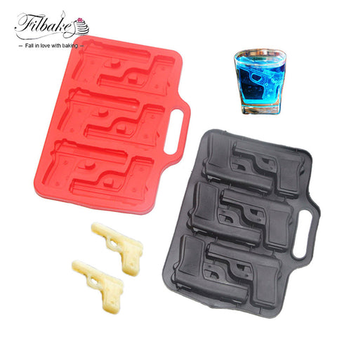 6 Cavities Gun Pistol Shaped Silicone Mold Chocolate Ice Cube Tray