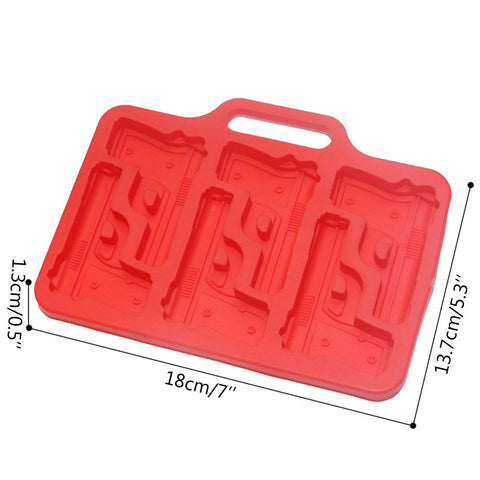 6 Cavities Gun Pistol Shaped Silicone Mold Chocolate Ice Cube Tray